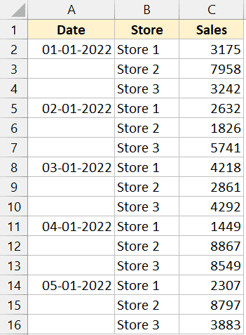 Copie y pegue varias celdas en Excel (adyacentes y no adyacentes) Datos con celdas en blanco