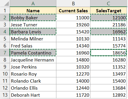 Copie y pegue varias celdas en Excel (adyacentes y no adyacentes) Excel permite copiar celdas no adyacentes en la misma fila