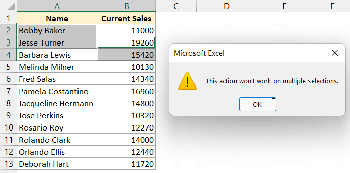Copie y pegue varias celdas en Excel (adyacentes y no adyacentes) Excel no permite copiar celdas no adyacentes