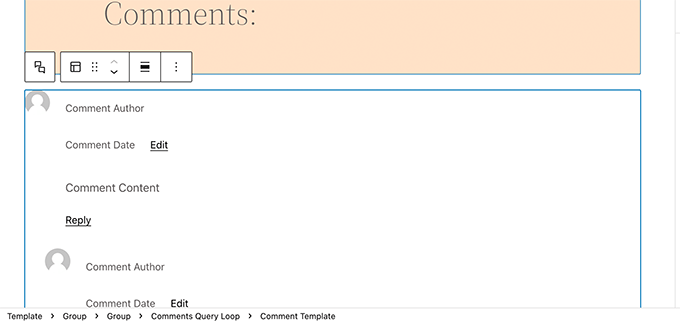 Lo que viene en WordPress 6.0 (características y capturas de pantalla) Bloque de bucle de consulta de comentarios