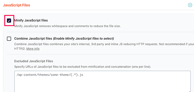 WP Rocket minimiza los archivos JavaScript