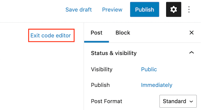 Cómo encontrar sus borradores guardados en WordPress (Guía para principiantes) Salir del editor de código de WordPress