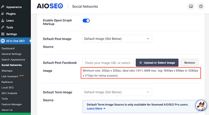 Optimización de su imagen destacada predeterminada con AIOSEO Optimización de su imagen destacada predeterminada con AIOSEO